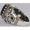 Iran Islamic Hadith Imam "Ali Stands with Truth" on Both Ring Sides Natural Onyx Black Agate Sterling Silver 925 Ring