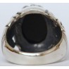 Iran Islamic Hadith Imam "Ali Stands with Truth" on Both Ring Sides Natural Onyx Black Agate Sterling Silver 925 Ring