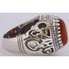 Iran Islamic Hadith Imam "Ali Stands with Truth" on Both Ring Sides Natural Agate Sterling Silver 925 Ring