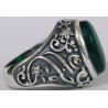Iran Islam Shia Ahlul-Bayt  Imam Husain & Abul-Fazl Al-Abbas Natural Chrysoprase Green Agate Aqeeq Sterling Silver 925 Ring