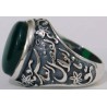 Iran Islam Shia Ahlul-Bayt  Imam Husain & Abul-Fazl Al-Abbas Natural Chrysoprase Green Agate Aqeeq Sterling Silver 925 Ring