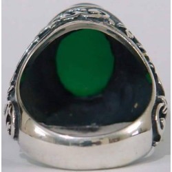 Iran Islam Shia Ahlul-Bayt  Imam Husain & Abul-Fazl Al-Abbas Natural Chrysoprase Green Agate Aqeeq Sterling Silver 925 Ring