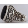 Iran Islam Shia Karbala Ahlul-Bayt  Imam Husain & Abul-Fazl Al-Abbas Natural Onyx Black Agate Aqeeq Sterling Silver 925 Ring