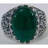 Iran Islam Shia Fatimah Al-Zahra Natural Chrysoprase Green Agate Aqeeq Sterling Silver 925 Ring