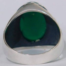 Iran Islam Shia Fatimah Al-Zahra Natural Chrysoprase Green Agate Aqeeq Sterling Silver 925 Ring