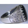 Iran Islam Shia Fatimah Al-Zahra Natural Onyx Black Agate Aqeeq Sterling Silver 925 Ring