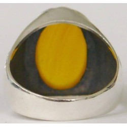 Iran Islam Shia Fatimah Al-Zahra Natural Yellow Agate Aqeeq Sterling Silver 925 Ring