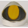 Iran Islam Shia Fatimah Al-Zahra Natural Yellow Agate Aqeeq Sterling Silver 925 Ring