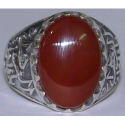 Iran Islam Shia Ahlul-Bayt Fatimah Al-Zahra Natural Agate Aqeeq Sterling Silver 925 Ring
