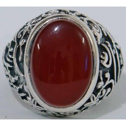 Iran Islam Shia Karbala Ahlul-Bayt  Imam Husain & Abul-Fazl Al-Abbas Alamdar Natural Agate Aqeeq Sterling Silver 925 Ring