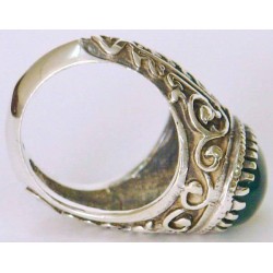 Iran Islam Shia 8th Imam Ali Reza Son of Imam Musa Al-Kazim Natural Chrysoprase Green Agate Aqeeq Sterling Silver 925 Ring
