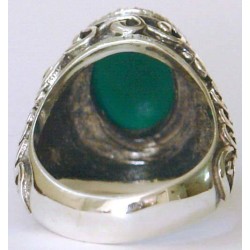 Iran Islam Shia 8th Imam Ali Reza Son of Imam Musa Al-Kazim Natural Chrysoprase Green Agate Aqeeq Sterling Silver 925 Ring