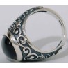 Iran Islam Shia 8th Imam Ali Reza Son of Imam Musa Al-Kazim Natural Onyx Black Agate Aqeeq Sterling Silver 925 Ring
