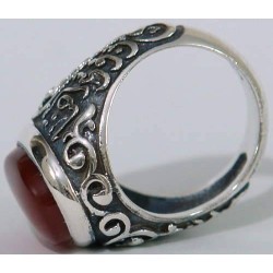 Iran Islam Shia 8th Imam Ali Reza Son of Imam Musa Al-Kazim Natural Agate Aqeeq Akeek Aqiq Sterling Silver 925 Ring