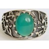 Iran Islam Shia Fatimah Az-Zahra Paradisiacal Human Being Ya Hawrau Insiya Chrysoprase Green Agate Sterling Silver 925 Ring