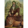 Iran Islam Shia Imam Ali Heydar Karrar holding Zulfiqar Sword in hand & a Lion down His Feet Poster
