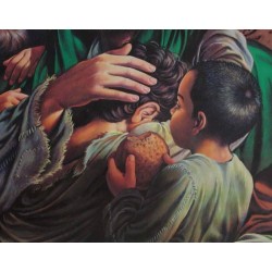 Iran Islam Shia Imam Ali Father of Orphans Hugging them with Zulfiqar Poster