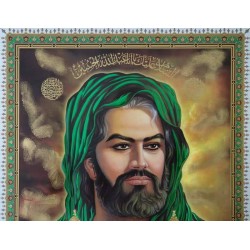Iran Islam Shia Partial Gold Print Poster Depicting 3rd Martyred Shia Imam Husain A.S. above His Holy Shrine in Karbala