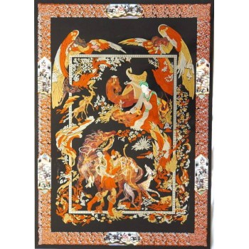 Islam Shia Imam Reza Surety & Zamen-e Ahoo Partial Gold Print Poster