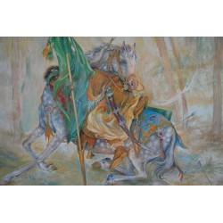 Iran Islam Shia Abol-Fazl Al-Abbas Warhorse returning from Battle of Karbala in Ashura Poster