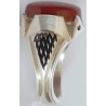 Nizari Shia Ismaili Mowlana Aga Khan IV Ya Mowlana Al-Hazar wal-Maujood Shah Karim Al-Hussaini Engraved on Agate Silver 950 Ring