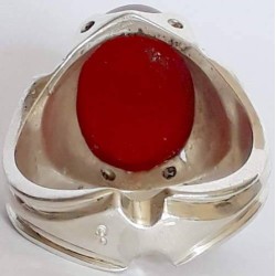 Nizari Shia Ismaili Mowlana Aga Khan IV Ya Mowlana Al-Hazar wal-Maujood Shah Karim Al-Hussaini Engraved on Agate Silver 950 Ring