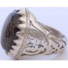 Iran Islam Shia Quranic Ayat Al-Kursy Engraved on Onyx Black Agate on Handmade Silver 950 Ring