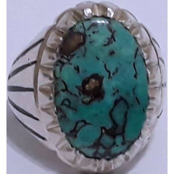 Iran Persian Natural Neyshabur Firoozeh Shajar Turquoise Handmade Sterling Silver 925 Ring