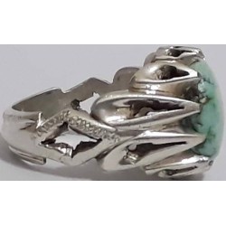 Iran Persian Natural Neyshabur Firoozeh Shajar Turquoise Handmade Sterling Silver 925 Ring