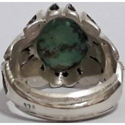 Iran Persian Natural Neyshabur Firoozeh Shajar Turquoise Handmade Sterling Silver 925 Ring