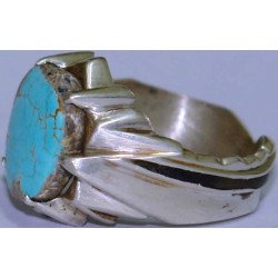 Iran Persian Natural Neyshabur Firoozeh Shajar Turquoise Handmade Sterling Silver 925 Ring