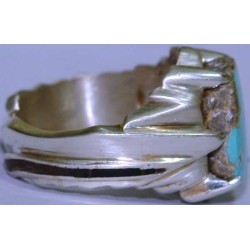 Iran Persian Natural Neyshabur Firoozeh Shajar Turquoise Handmade Sterling Silver 925 Ring