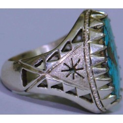 Iran Persian Natural Neyshabur Firoozeh Shajar Turquoise Handmade Sterling Silver 925 Ring