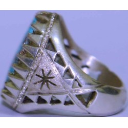 Iran Persian Natural Neyshabur Firoozeh Shajar Turquoise Handmade Sterling Silver 925 Ring
