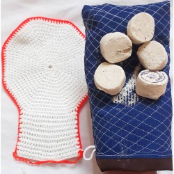 Persian & Turkish Hammam Bath Set – 5 Natural Sefidab (Rooshoor) Exfoliation Ball Stones, Kisseh & Leef Sponge