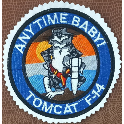 Iran IRIAF Any Time Baby! Grumman F-14 Tomcat Military Fighter Aviation Embroidered Patch