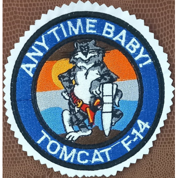 Iran IRIAF Any Time Baby! Grumman F-14 Tomcat Military Fighter Aviation Embroidered Patch