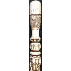 Iranian Islamic Shia Sufi Dervish Walking Stick – Resin Relief Figures on Metal Shaft