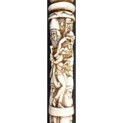 Iranian Islamic Shia Sufi Dervish Walking Stick – Resin Relief Figures on Metal Shaft