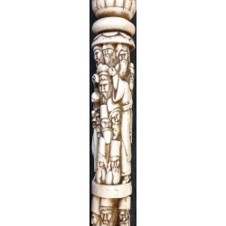 Iranian Islamic Shia Sufi Dervish Walking Stick – Resin Relief Figures on Metal Shaft