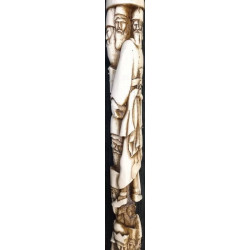 Iranian Islamic Shia Sufi Dervish Walking Stick – Resin Relief Figures on Metal Shaft