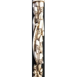 Iranian Islamic Shia Sufi Dervish Walking Stick – Resin Relief Figures on Metal Shaft