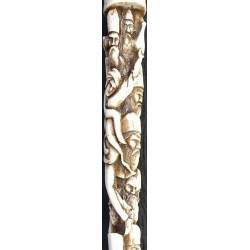 Iranian Islamic Shia Sufi Dervish Walking Stick – Resin Relief Figures on Metal Shaft