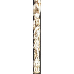 Iranian Islamic Shia Sufi Dervish Walking Stick – Resin Relief Figures on Metal Shaft