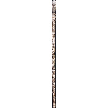 Iranian Islamic Shia Sufi Dervish Walking Stick – Resin Relief Figures on Metal Shaft