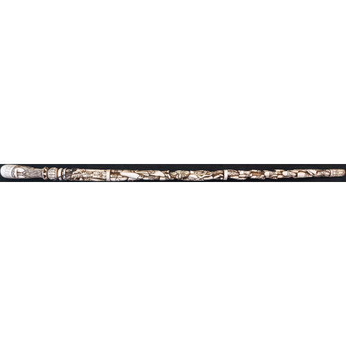Iranian Islamic Shia Sufi Dervish Walking Stick – Resin Relief Figures on Metal Shaft