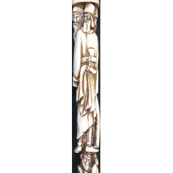 Iranian Islamic Shia Sufi Dervish Walking Stick – Resin Relief Figures on Metal Shaft