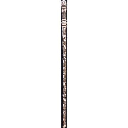 Iranian Islamic Shia Sufi Dervish Walking Stick – Resin Relief Figures on Metal Shaft