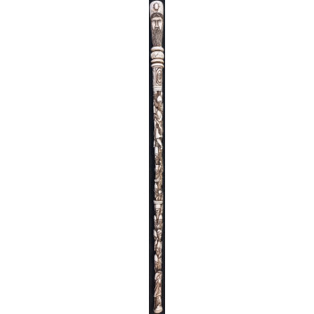Iranian Islamic Shia Sufi Dervish Walking Stick – Resin Relief Figures on Metal Shaft