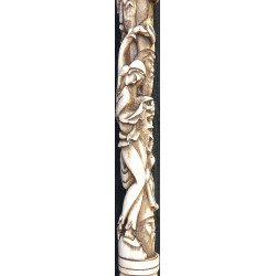Iranian Islamic Shia Sufi Dervish Walking Stick – Resin Relief Figures on Metal Shaft